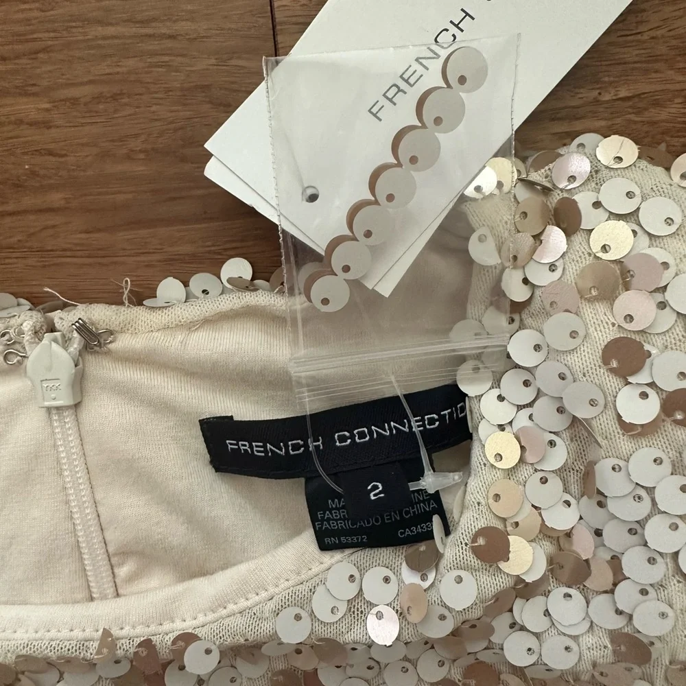 French Connection Gold Sequins Mini Dress Size 2 NWT - Picture 5 of 5
